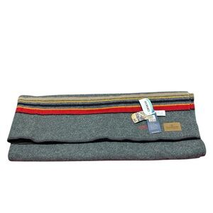 Pendleton green  Blanket with Red and Yellow Stripes